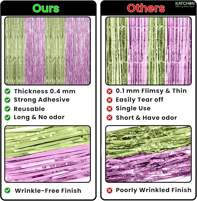 KatchOn, Sage Green & Pink Fringe Backdrop Curtain - Pack of 2 | Fringe Curtains for Boho Birthday Engagement Anniversary Baby Shower Bachelorette Decorations Sage Green and Pink Party Decorations