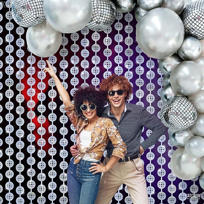 KatchOn, Silver Disco Ball Fringe Curtain, Pack of 2 | Disco Party Decorations | Prom Decor Silver Ball Backdrop | Bachelorette, Birthday Decorations Bridal Shower, Graduation Decorations 2026
