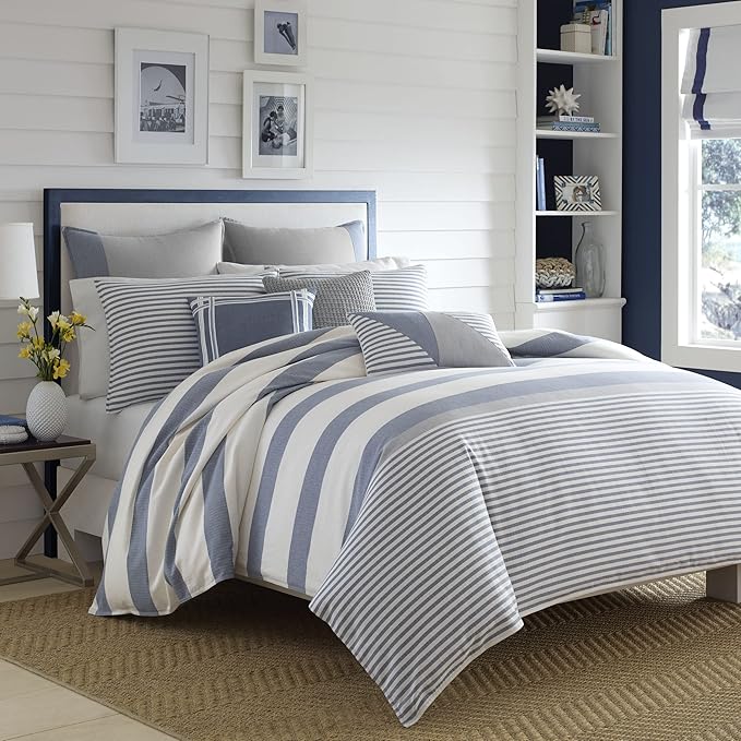 Nautica - Throw Pillow, Cotton Bedding with Hidden Zipper Closure, Mediterranean Inspired Home Decor (Fairwater Blue, 14" x 20")