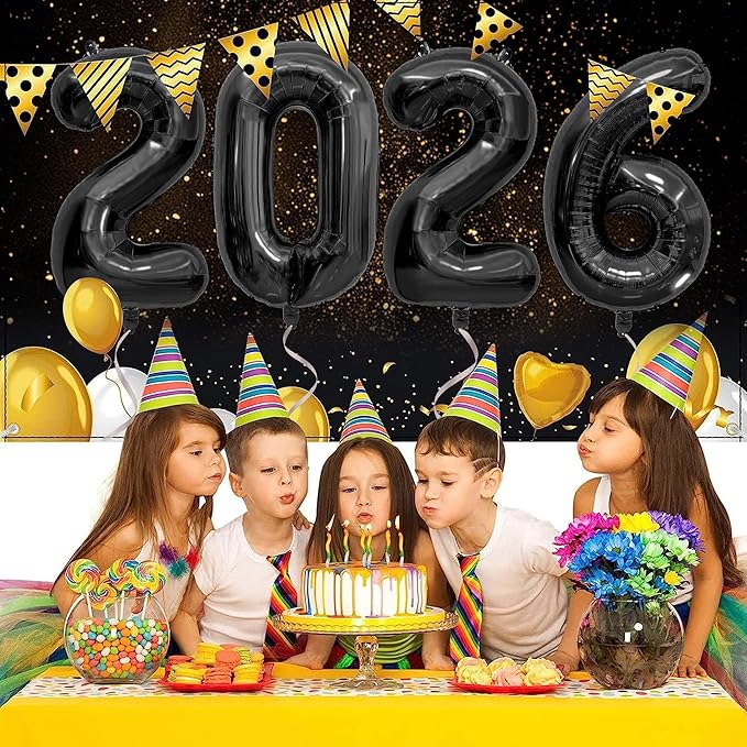 40 Inch 2026 Balloons Black Foil Number Balloons for 2026 New Year Festival Celebration or Birthday Party Supplies Decorations,New Years Balloon 2026, New Years Eve Balloon
