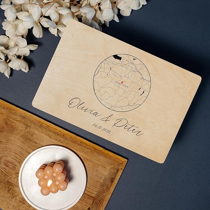 Creative Deco Personalized Wooden Storage Box Map Box | 11.8x7.87x5.51in (+-0.5) | Multiple Choice | Hinged Lid Handles Engraving | Gift Box | Rough UNSANDED Keepsake Souvenir Chest