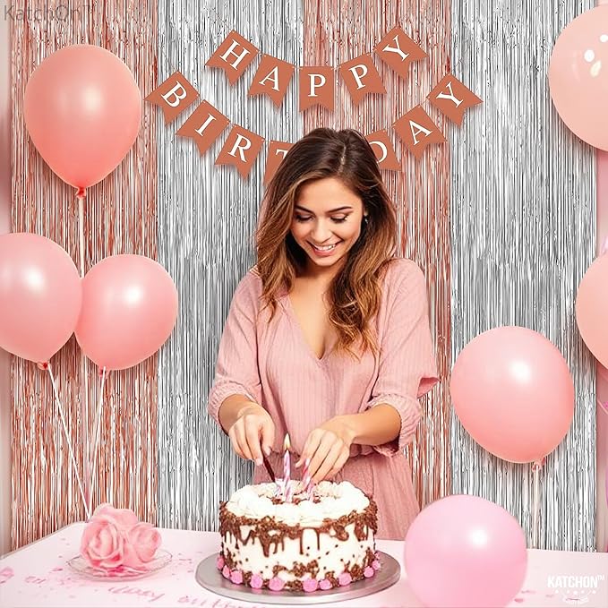 KatchOn, Silver and Rose Gold Fringe Backdrop, Pack of 2 | Silver & Rose Gold Streamers for 16th Birthday, Baby Shower | Bachelorette Party, Bridal Shower Decorations | Graduation Decorations 2026