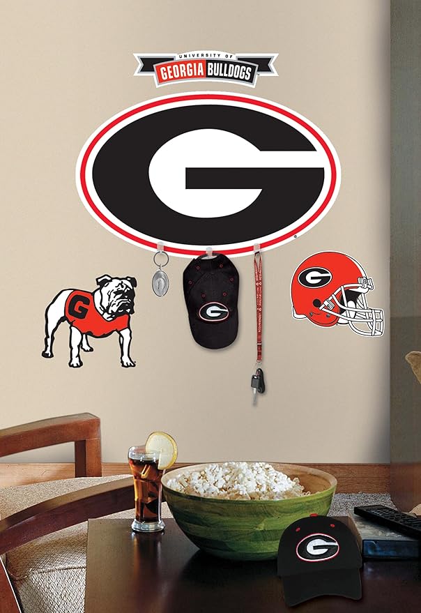 RoomMates RMK1833GM University of Georgia Peel and Stick Giant Wall Decal with 3 Hooks