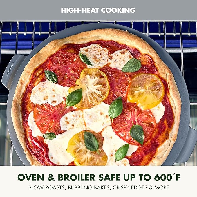 GreenPan Premiere Ovenware Healthy Ceramic Nonstick 16.5" Pizza Pan, PFAS-Free, Warp-Free Bakeware, Durable Quick Heating Baking Tray, Oven & Broiler Safe to 600F, Dishwasher Safe, Gray