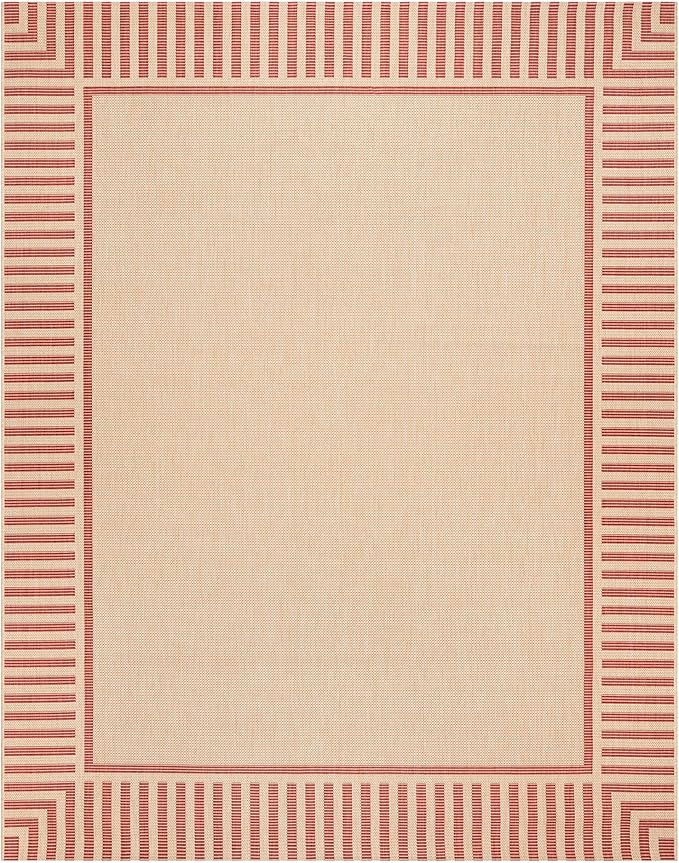 Gertmenian Indoor/Outdoor Flatweave Area Rug - 6x9 Medium, Stain & UV Resistant, Ideal for Deck, Patio, Poolside, Mudroom - Klano Striped Sand, Red, 25424