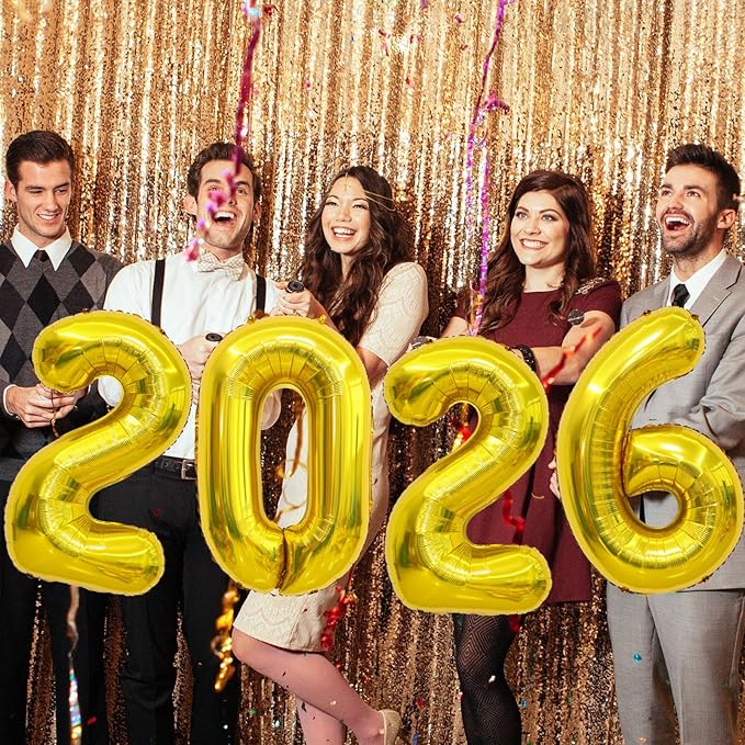 2026 Balloons Gold, Number Balloons 40 Inch, New Years Balloons for 2026 New Years Graduation Decorations Home Office Decoration