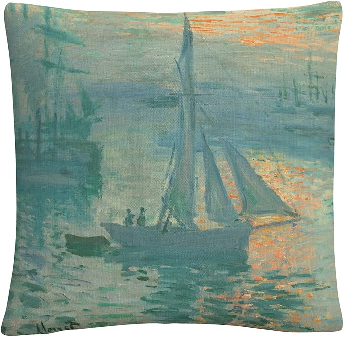 Trademark Fine Art Monet 'Sunrise' 16" X 16" Decorative Throw Pillow