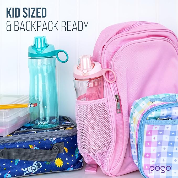 Pogo Plastic Water Bottle with Chug Lid and Carry Handle, Reusable, BPA Free, Dishwasher Safe, Perfect for Travel, School, Outdoors, and Gym | 18oz, 32oz, 40oz, 64oz