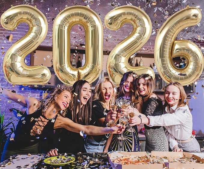 2026 Champagne Gold Balloons, 40" Large Champagne Gold 2026 Balloons Helium Mylar Foil Balloons for 2026 New Year Christmas Graduation Party Decoration