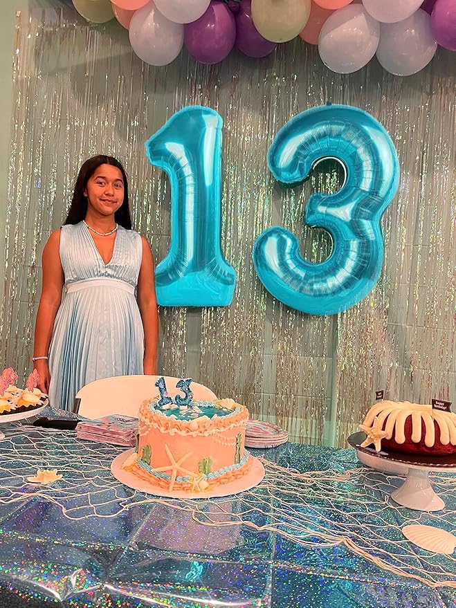 40 Inch Light Blue Numbers 9 Balloon, Balloons Decorations for 9 19 90 Birthday Party, Engagement, Wedding, Graduations, Photo Shoot Supplies
