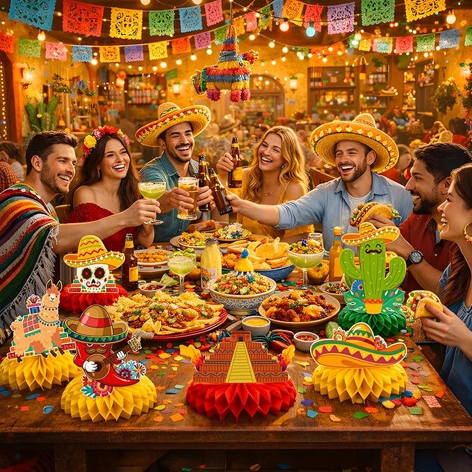 Cinco De Mayo Decorations - Cinco De Mayo Honeycomb for Table Centerpieces | Fiesta Party Decorations for Taco, Mexican Theme Birthday Accessories Party Favors Decor Supplies Indoor Outdoor
