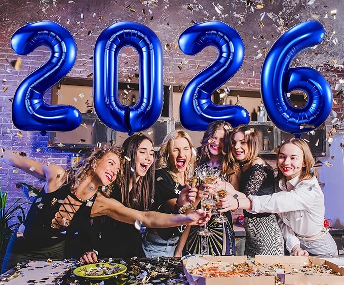 2026 Navy Blue Balloons, 40" Large Navy Blue 2026 Balloons Helium Mylar Foil Balloons for 2026 New Year Christmas Graduation Party Decoration