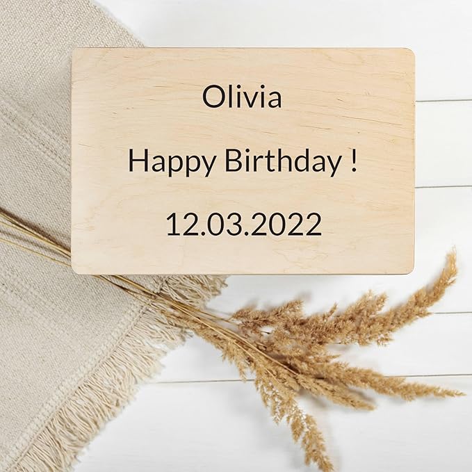 Creative Deco Personalized Wooden Storage Box Wish Text Box | 11.8x7.87x5.51in (+-0.5) | Mutiple Choice | Personalised Text | Hinged Lid Handles & Engraving | UNSANDED Keepsake Memory Souvenir