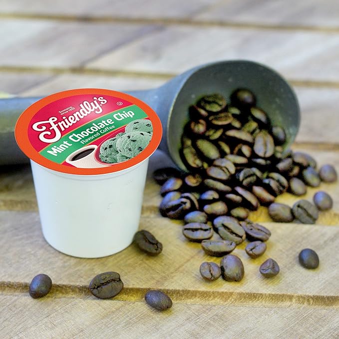 Friendly's Chocolate Mint Ice Cream Flavored Coffee Pods for Keurig K Cup Brewers, Mint Chocolate Chip, 40 Count (Pack of 1)
