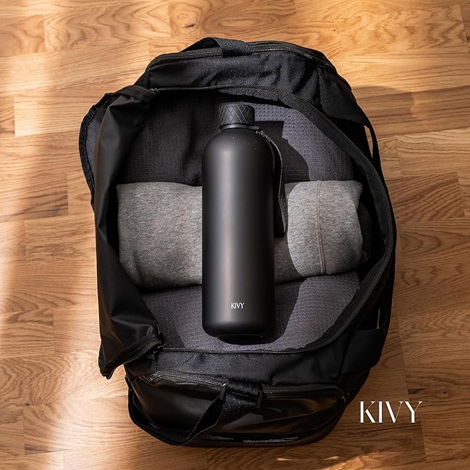 KIVY Large Water Bottle 50oz [Lightweight & Shatterproof] Fits Backpack & Cupholder for Travel, Sports, School - Extra large water bottle no straw - 1.5 Liter water bottles - 50oz Water bottle Taupe