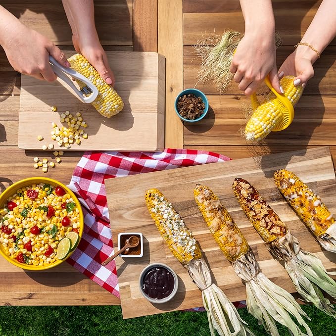 Chef’n Nesting Corn Tool Set, Corn Peeler and Desilker Brush, 2-in-1 Corn Silk Remover and Cob Stripper