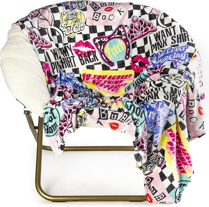Jay Franco Plush Throw Blanket – Soft & Comfy 50x70 Inches Throw for Couch or Bed – Cozy Home Décor for Living Room & Bedroom, Multi - Mean Girls