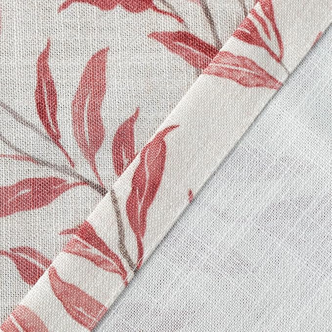 VOGOL Tier Curtains for Small Windows, Red Leaves Decorative Short Window Treatment for Kids Room Cafe Kitchen Bathroom, 30 x 24, 2 Panels, Rod Pocket