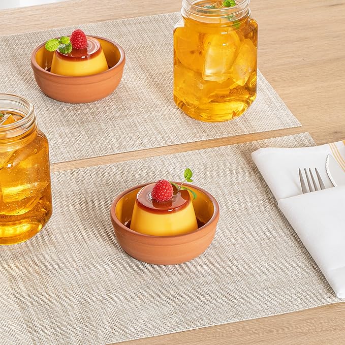 Restaurantware-Terra Tek 5.1 Ounce Terracotta Cazuelas, 2 Yellow Glazed Clay Pots For Cooking - Oven-Ready, Microwavable, Terracotta Serving Pots, Dishwashable, For Cooking And Serving