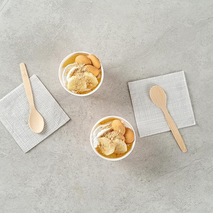 Coppetta 4 Ounce Dessert Cups, 50 Disposable Ice Cream Cups - Lids Sold Separately, Heavy-Duty, Pink And White Paper Frozen Yogurt Bowls, For Hot And Cold Foods - Restaurantware