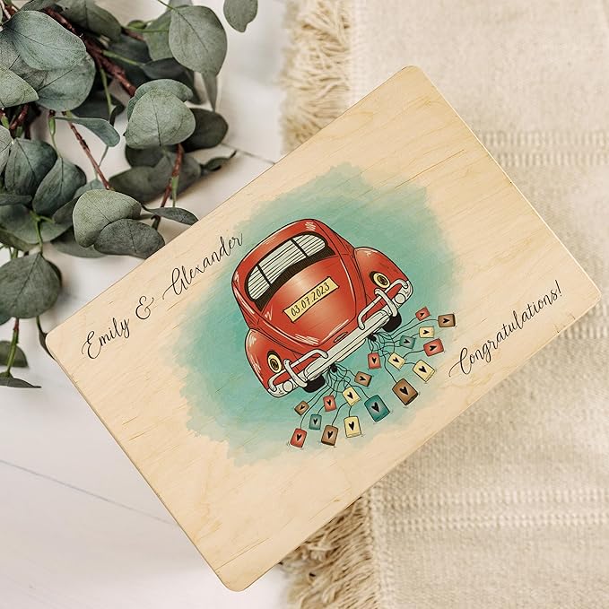 Creative Deco Personalized Wooden Storage Box Wedding Box | 11.8x7.87x5.51in (+-0.5) | Multiple Choice | Hinged Lid Handles Engraving | Gift Box | UNSANDED Keepsake Souvenir Chest