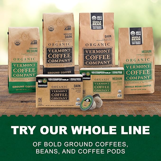 Vermont Coffee Company, Light Roast Organic Ground Coffee, 12oz., Made in the USA