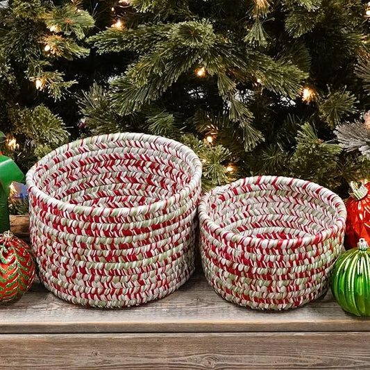 Holiday Tweed Nesting Baskets SET-2 - Holiday Blend