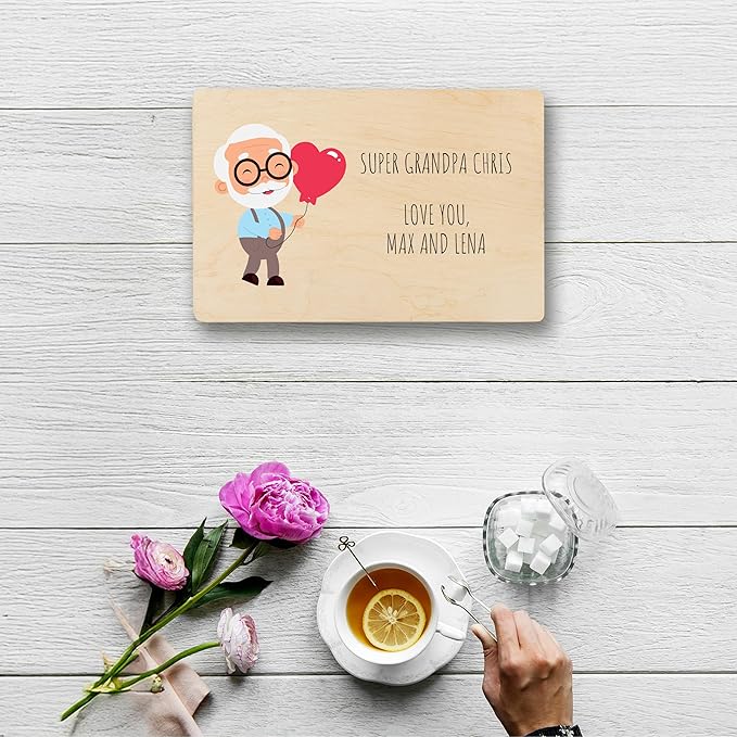 Creative Deco Personalized Wooden Storage Box Grandparent's Day Box | 11.8x7.87x5.51in (+-0.5) | Hinged Lid Handle Engraving | Unpainted Gift Box | Rough UNSANDED Keepsake Memory Souvenir Chest
