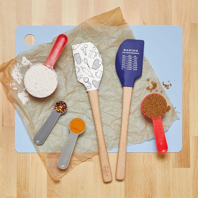 Tovolo Spatulart ‘Baking Conversions’ Silicone Spatula with Wood Handle – BPA Free, Heat-Resistant, Ideal for Baking, Mixing & Meal Prep