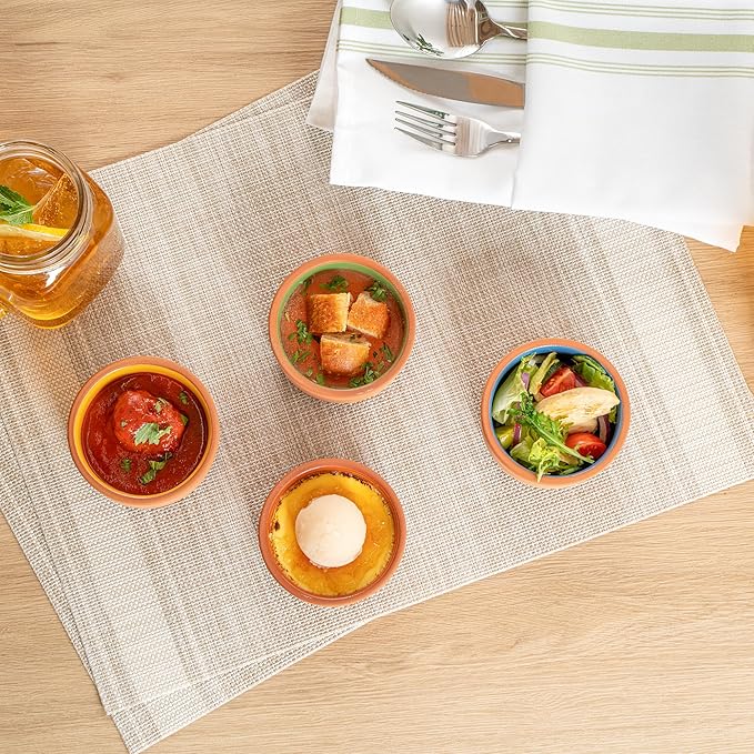 Restaurantware Terracotta Cazuela Bowls 2 Pack of 3 oz Durable Rustic Serving Dish Glazed Oven-Safe Bowl Freezer-Safe Tapas Dish Microwave-Safe Dishwasher-Safe