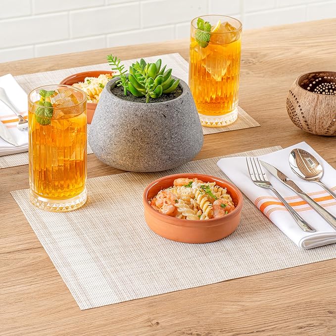 Restaurantware-Terra Tek 8.8 Ounce Terracotta Cazuelas, 2 Brown Glazed Clay Pots For Cooking - Oven-Ready, Microwavable, Terracotta Serving Pots, Dishwashable, For Cooking And Serving