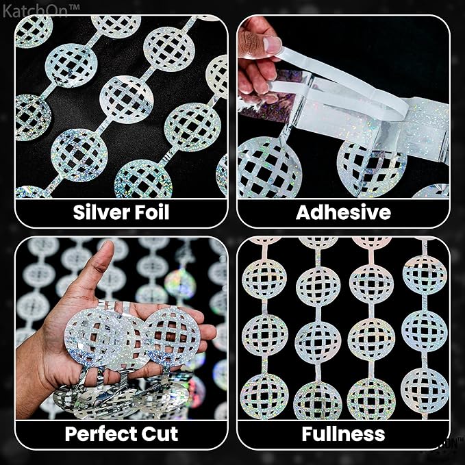 KatchOn, Silver Disco Ball Fringe Curtain, Pack of 2 | Disco Party Decorations | Prom Decor Silver Ball Backdrop | Bachelorette, Birthday Decorations Bridal Shower, Graduation Decorations 2026