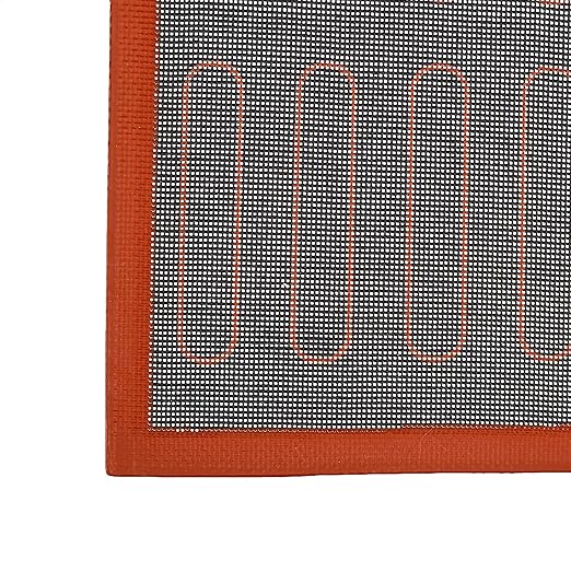 Amazon Basics Non-Stick Silicone Baking Mat, Non-Slip, Heat Resistant, for Dough Rolling, Reusable, Easy to Clean, Rectangular, 15.7" x 11.8", Black/Red/White, 2 Pack