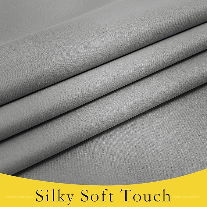NICETOWN Side Front Door Curtains for Window, Room Darkening Door Window Covering for Glass, Sidelight Curtain Tie Up Shade 26W x 64L Inches Long, 1 Panel, Silver Grey