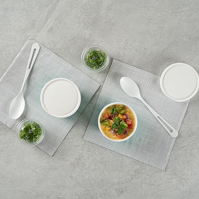 Restaurantware Coppetta 5 Ounce Dessert Cups, 50 Disposable Ice Cream Cups - Lids Sold Separately, Sturdy, Turquoise Paper FroYo Bowls, Striped, For Hot And Cold Foods, Perfect For Gelato