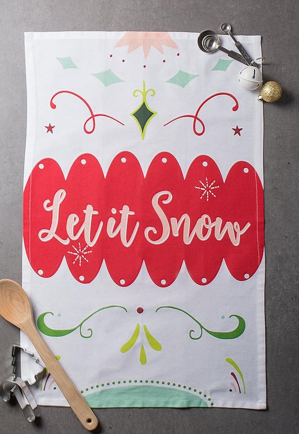 DII Holiday Kitchen Towel Set, Christmas Tea Towels for Baking, Cooking & Entertaining 18x28, Winter Wishes, 3 Piece