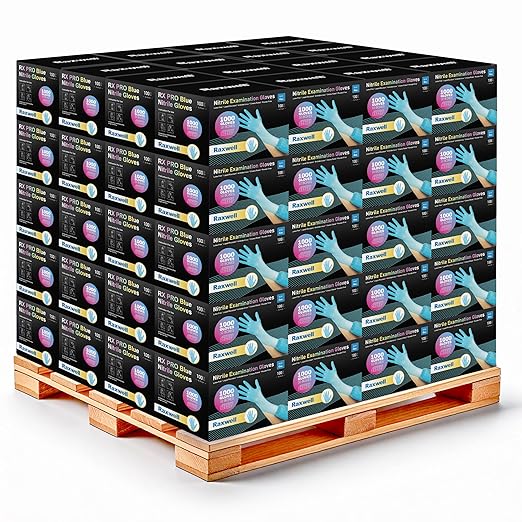 Raxwell RX 301 Blue Nitrile Chemo Exam Gloves 4 mil X-Large - 105-Cases per Pallet, 1000ct/Case