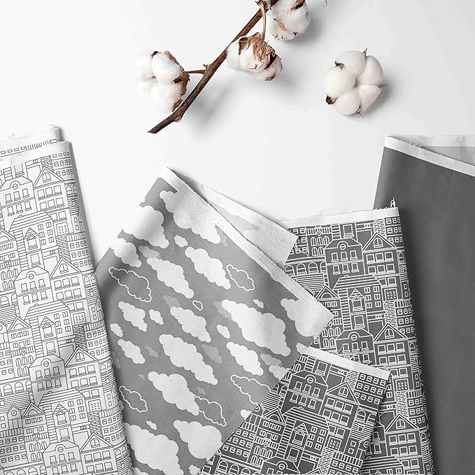 Bacati - Small Storage Tote Clouds in the City White/Grey Neutral 10 X 10 x10 inches