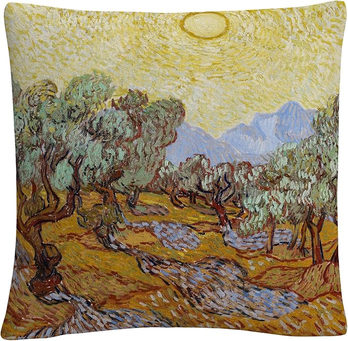 Trademark Fine Art Vincent Van Gogh 'Olive Trees 1889' 16" X 16" Decorative Throw Pillow