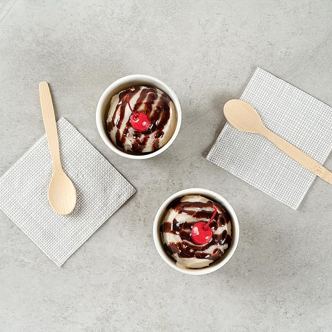 Restaurantware Coppetta 4-Ounce Dessert Cups, 50 Disposable Ice Cream Cups - Lids Sold Separately, Heavy-Duty, Camouflage Paper Frozen Yogurt Bowls, For Hot And Cold Foods