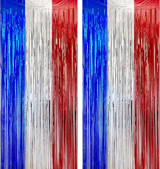 OHOME 4th of July Decorations - American Flag Backdrop Streamers | Patriotic Memorial Day Decor for Indoor Outdoor Outside - 250th Anniversary Fourth of July Accessories Party Favors,2 Pack