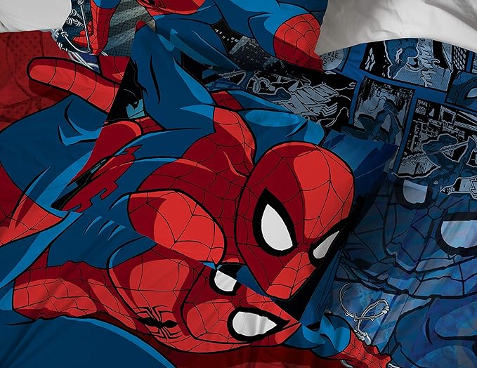 Jay Franco Kids Sheet Set with Fitted, Flat Sheets & Pillow Cover - Ultra-Soft Bedding with Pillowcase for Room Decor, White - Spiderman, 4 Piece Full