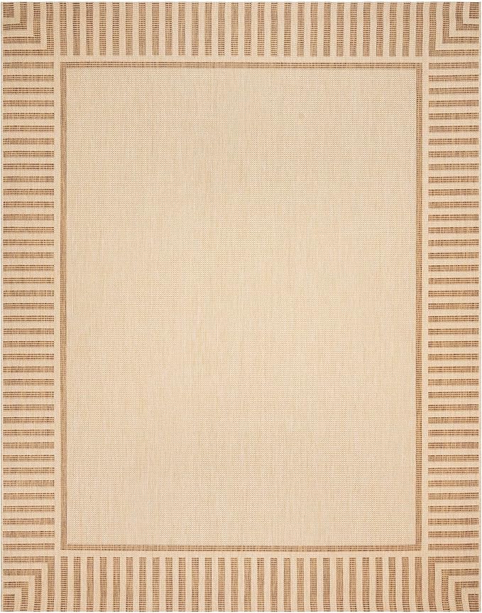 Gertmenian Indoor/Outdoor Flatweave Area Rug - 5x7 Standard, Stain & UV Resistant, Ideal for Deck, Patio, Poolside, Mudroom - Klano Striped Sand, Chestnut, 25419