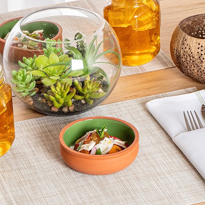 Restaurantware Terracotta Cazuela Bowls 2 Pack of 7 oz Durable Rustic Serving Dish Glazed Oven-Safe Bowl Freezer-Safe Tapas Dish Microwave-Safe Dishwasher-Safe