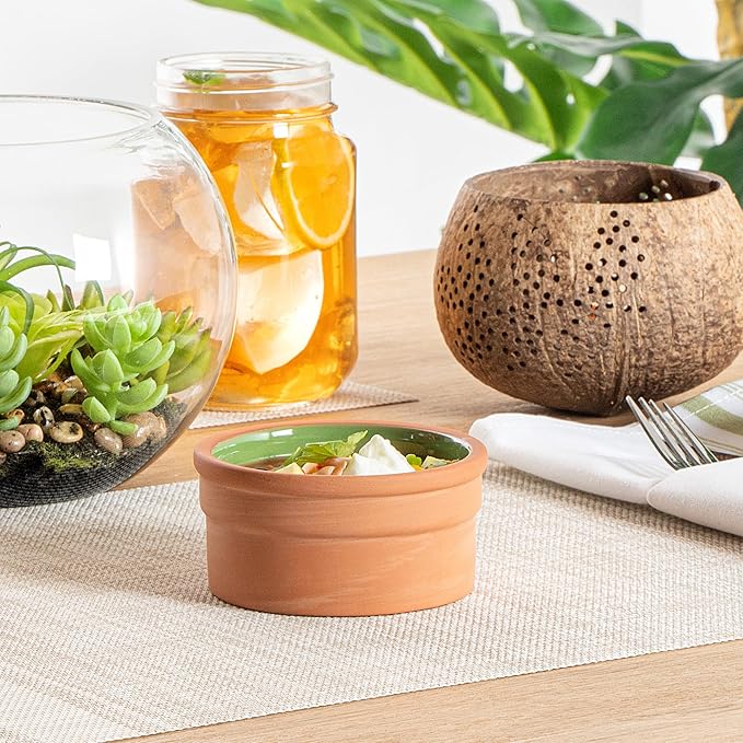 Restaurantware Terracotta Cazuela Bowls 2 Pack of 5 oz Durable Rustic Serving Dish Glazed Oven-Safe Bowl Freezer-Safe Tapas Dish Microwave-Safe Dishwasher-Safe