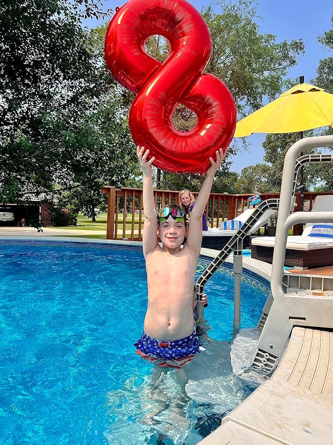 40 Inch Number 8 Balloon, Red 8 18 28 80 Birthday Balloons for Men Boys, 8th Birthday Decorations Party Supplies, Wedding, Graduations