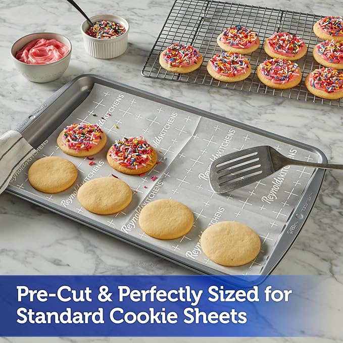 Reynolds Kitchens Cookie Baking Sheets,Pre-Cut Parchment Paper,600 Sheets Total,25 Count (Pack of 24)