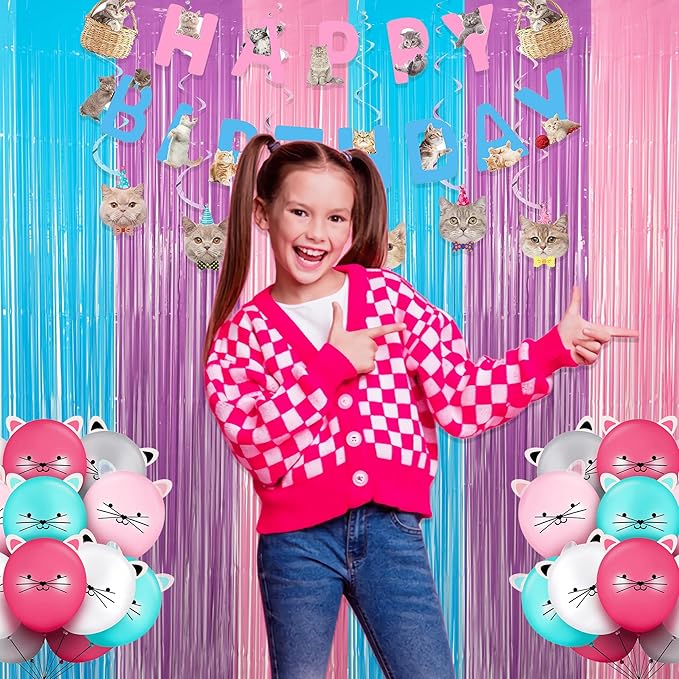 Blue Purple Pink Tinsel Backdrop - GREATRIL Pastel Foil Fringe Curtain Streamers for Pony Theme Birthday Mermaid Shower Unicorn Girls Party Decorations 2 Packs