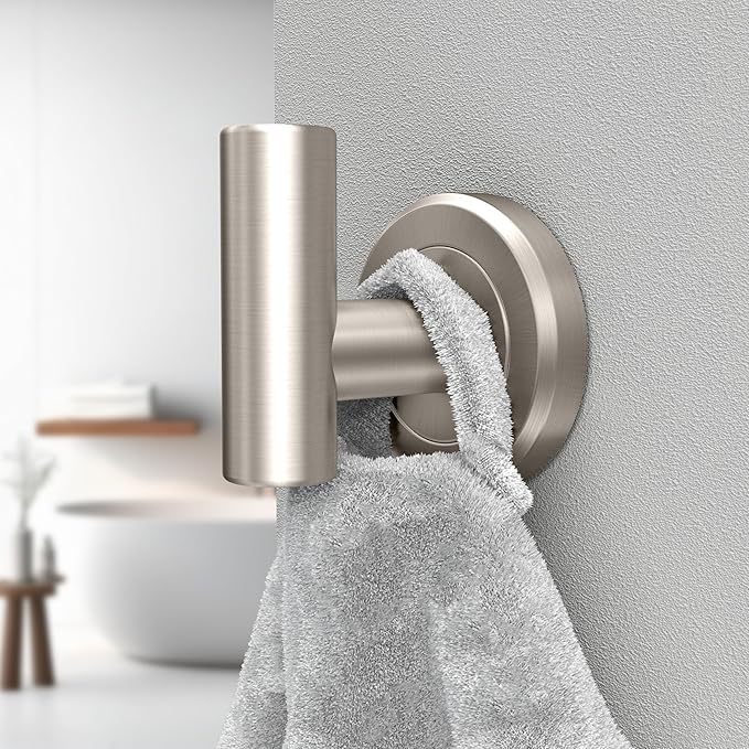 Gatco 4295 Latitude II Robe Hook, Wall Mounted Bathroom Towel & Robe Hook, Satin Nickel, 2.1" L x 2" W x 2.2" H