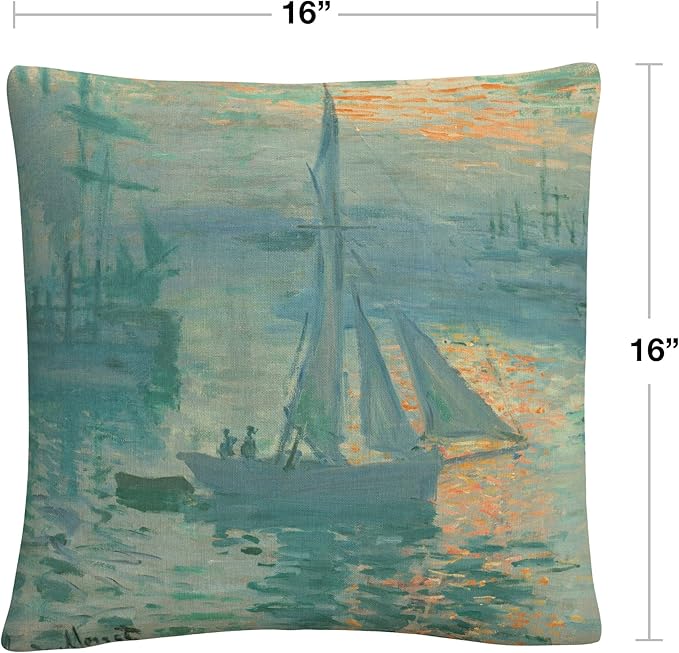 Trademark Fine Art Monet 'Sunrise' 16" X 16" Decorative Throw Pillow